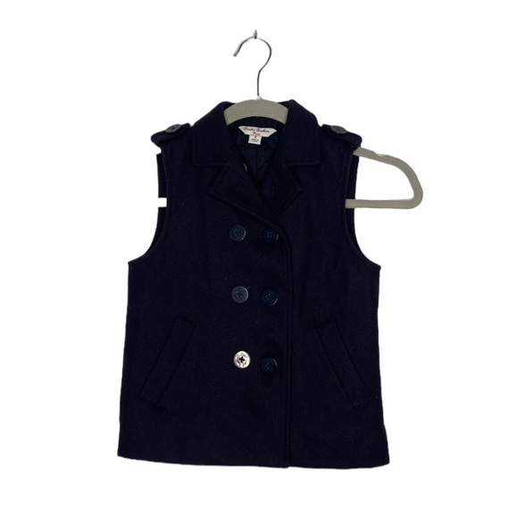 Brooks Brothers Fleece Kids Blue Wool Blend Vest Double Breasted size Small